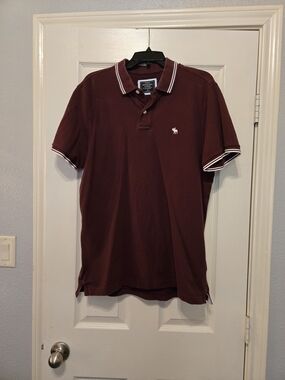 Abercrombie & Fitch Men's Maroon Polo with White Trim
